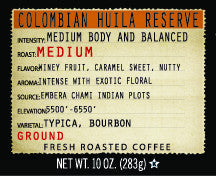 Colombian Huila Reserve 10oz Ground Coffee