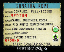 Sumatra Kopi 10oz  Organic Estate Ground Coffee
